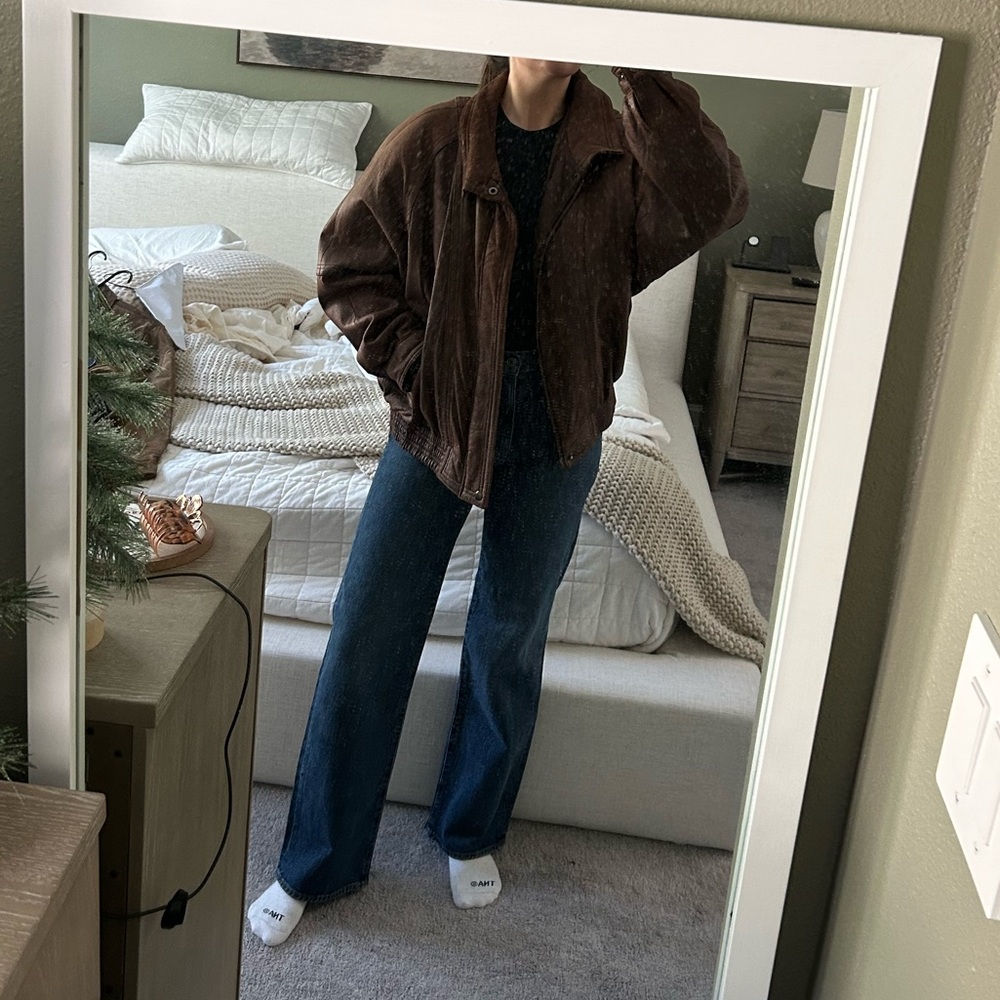 Vintage oversized brown leather jacket